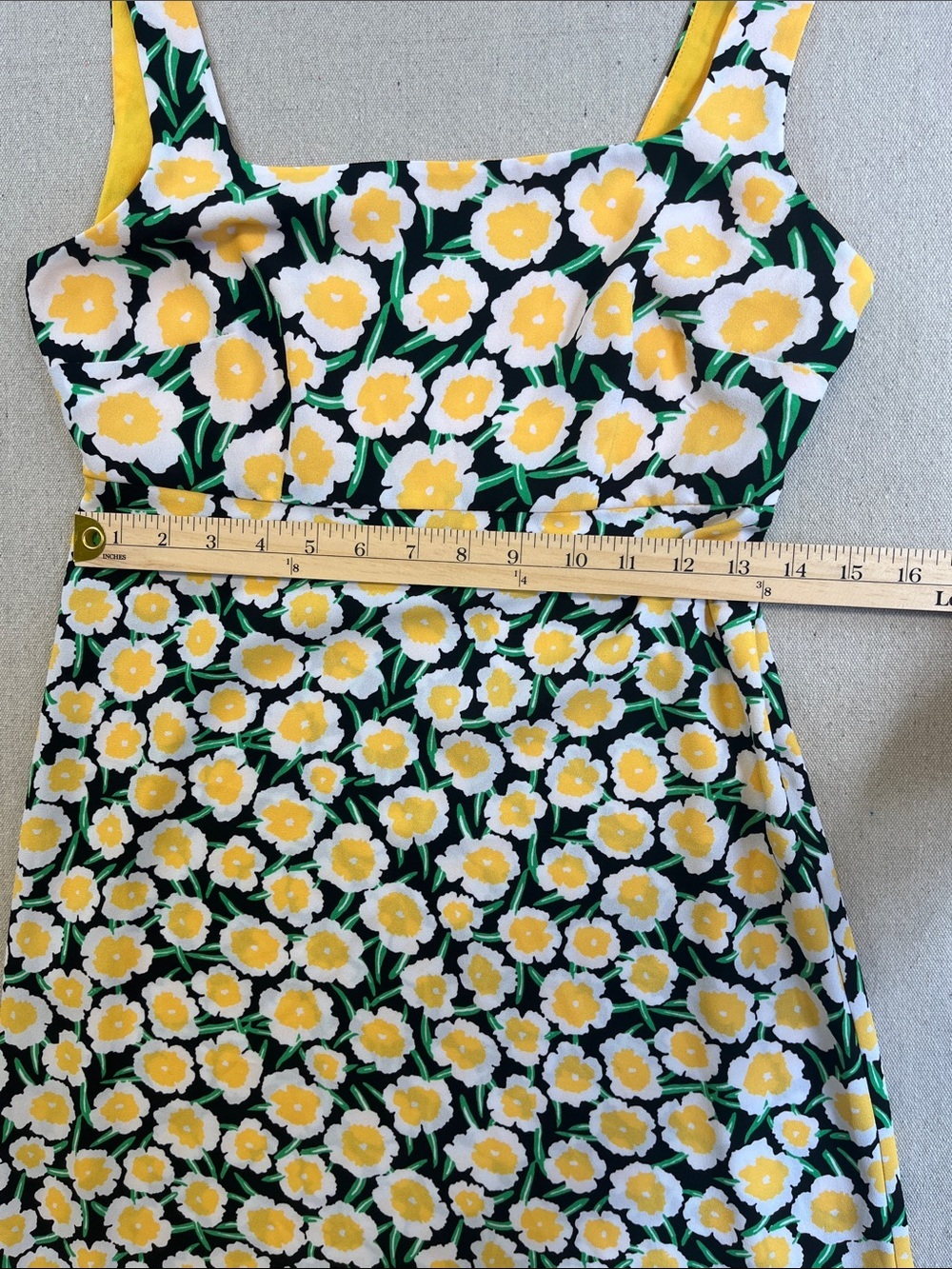 Diane Von Furstenberg Floral Mini Dress Yellow Daisy Print Size 2 - Picture 5 of 13